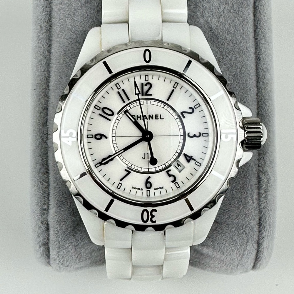CHANEL J12 White Ceramic Watch with Black Details